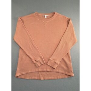Seven7 Waffle Knit Thermal Top Womens XL Peach Long Sleeve High-Low Pullover